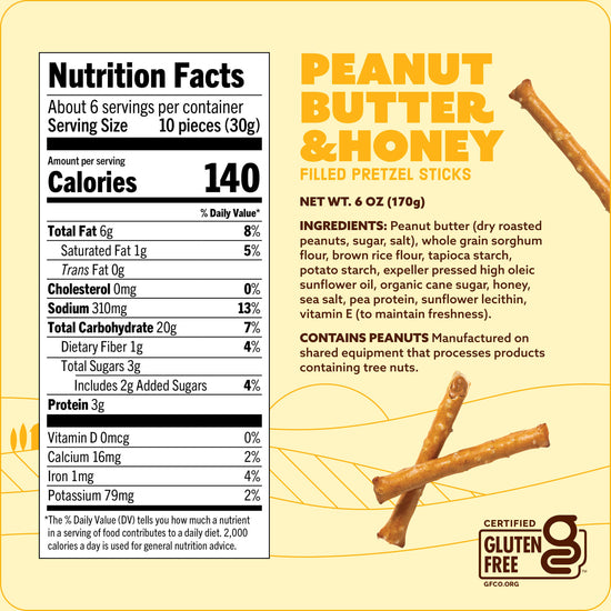 Peanut Butter & Honey | Filled Pretzel Sticks